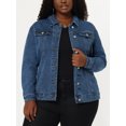 thumbnail image 2 of GRACE & GRANDEUR Women's Plus Jean Jacket Button Closed Cropped Denim Jacket, 2 of 6