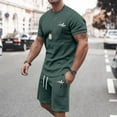 thumbnail image 5 of RUTAYY Men's Outfits Summer Tracksuit Plus Size Short Sleeve Round Neck Athletic Suit Casual Coconut Tree Print Drawstring Waist Tracksuit Trendy Trip Clothing Sets, 5 of 6