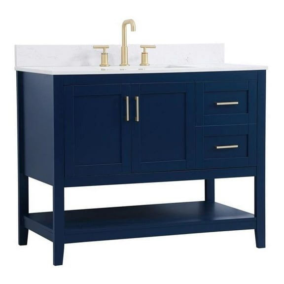42 inch Single Bathroom Vanity in Blue with Backsplash