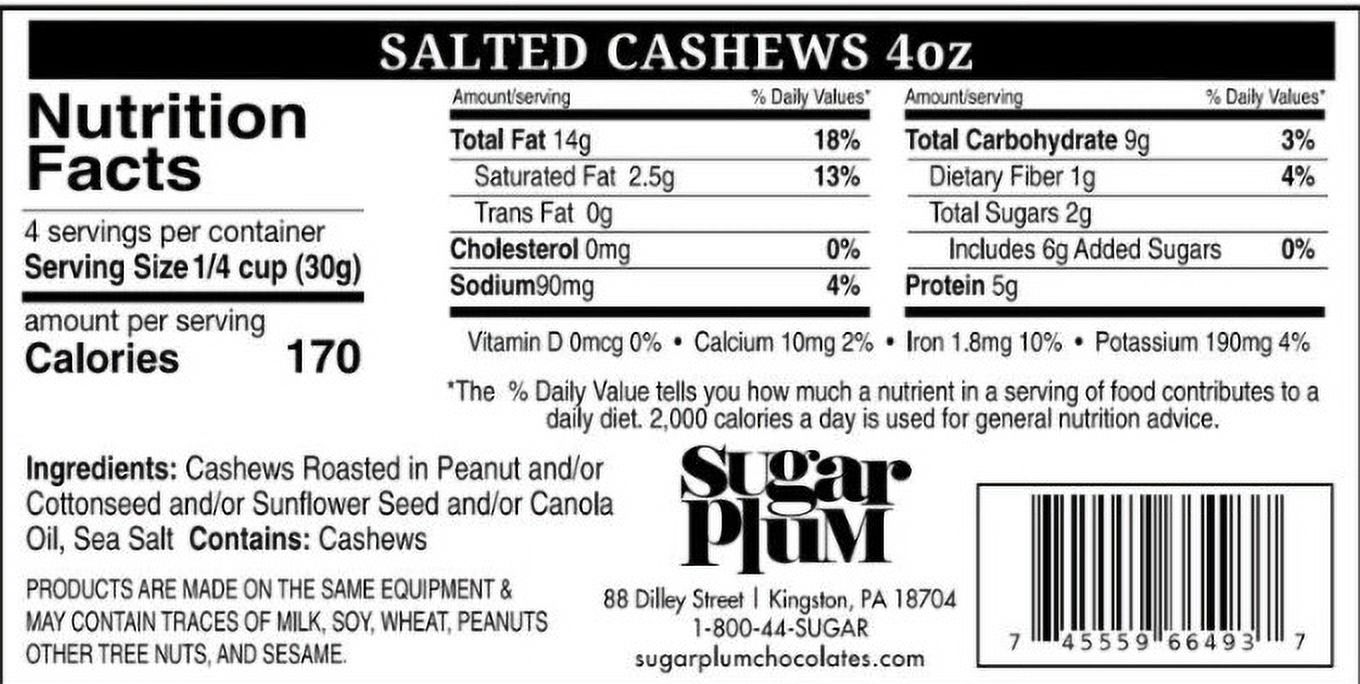 Damn, Man Salted Cashews Snack Pack Gift Box - 4 Bags of Gourmet Roasted Nuts - 1 lb Total