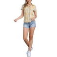 thumbnail image 2 of Camisas de cuadros para mujer INSPIRE CHIC con cuello de punta y botones, color amarillo y azul, 2 of 6