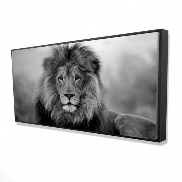 Lion Noir et Blanc - Impression Encadrée sur Toile par Édition Begin