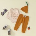 thumbnail image 2 of HCNTES Baby Boy Winter Clothes Baby Boy Halloween Outfit Newborn Baby Boy Clothes Letter boot scootin spooky hand picked the pumpkin Print Romper+ Pants+Hat 3PCS Outfit 0 3 6 9 12 Months, 2 of 7