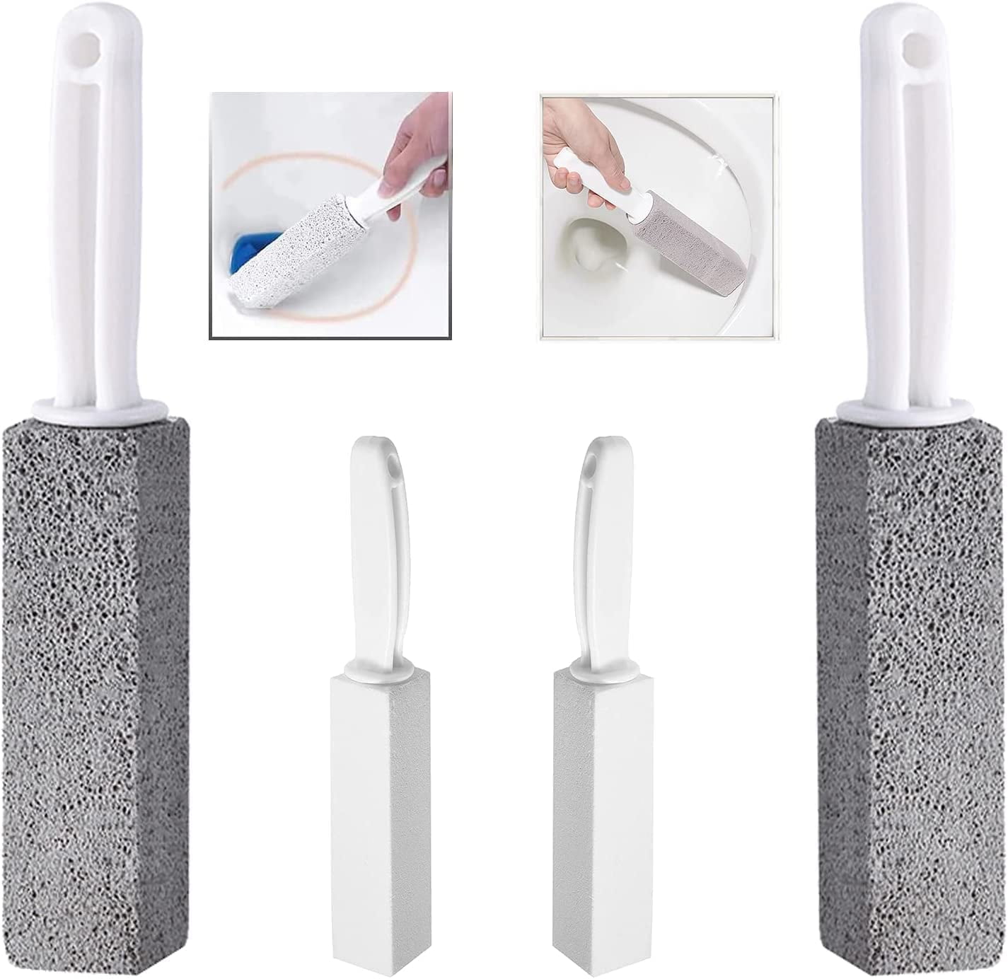 Toilet Bowl Pumice Cleaning Stone with Handle Gray and White Four Piece ...