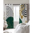 thumbnail image 3 of Boho Green Blackout Curtains 45 Inches Long for Bedroom, Gold Leaf Black Bohemian Plant Circle Flower Thermal Insulated Room Darkening Black Out Window Curtain Panels Grommet Drapes for Living Room, 3 of 8