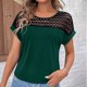 thumbnail image 4 of mfyjkho Tops De Gimnasio Para Mujer, Camisa Informal De Manga Corta Con Cuello Redondo Y Ribete De Encaje Para Mujer Tops De Tallas Grandes L, 4 of 8