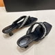 thumbnail image 4 of Amzcrzy Zapatos de mujer,Zapatos de mujer,Zapatillas de mujer, Sandalias de playa con punta cuadrada y tacón medio fino con diseño de espiga para mujer Sandalias Mujer Zapatillas De Casa, 4 of 7