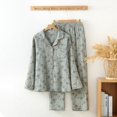 thumbnail image 1 of Pijama de gasa de doble capa de algodón para mujer, estilo retro de primavera y otoño, ropa de abrigo de manga larga de jacquard de estilo chino, ropa para el hogar, 1 of 6