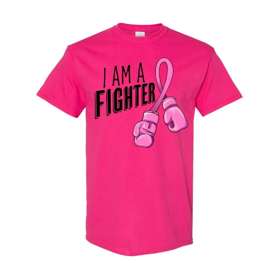 Inktastic I Am a Fighter Breast Cancer Awareness with Boxing Gloves T-Shirt