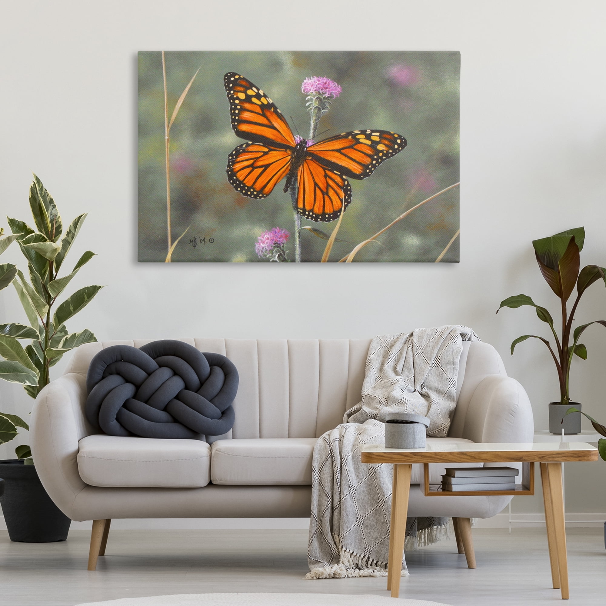 Stupell Industries Summer Visitor Butterfly Animals Photography Wrapped Canvas Art Print Wall Art, 45 x 30