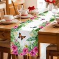 thumbnail image 5 of Tropical Spring Table Runner 72 Inches, Floral Leaves Butterflies Watercolor Bed Runner Dresser Scarves Tabletop for Indoor Outdoor Parties/Ceremony/Banquet, 16" x 72", 5 of 9