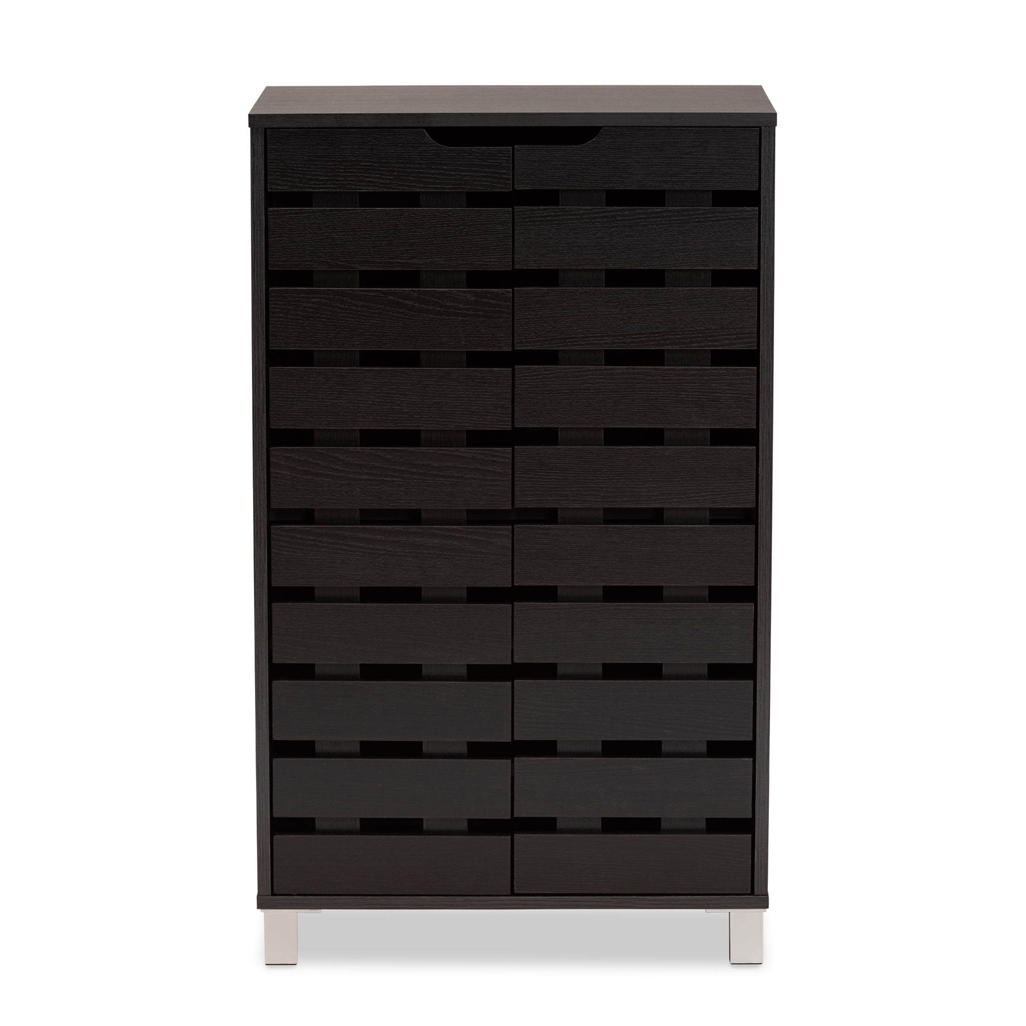 Baxton Studio Ernest Modern and Contemporary Dark Brown Finished Wood 2-Door Shoe Storage Cabinet