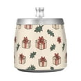 thumbnail image 7 of Yayeee Ashtray with Lid for Cigarette Smokeless Stainless Steel Home Ash Holder, Beige Christmas Box Pattern, 7 of 7