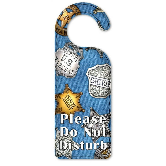 Do Not Disturb Door Knob Hanger Sign - Badges (denim) - Image by Dan Morris