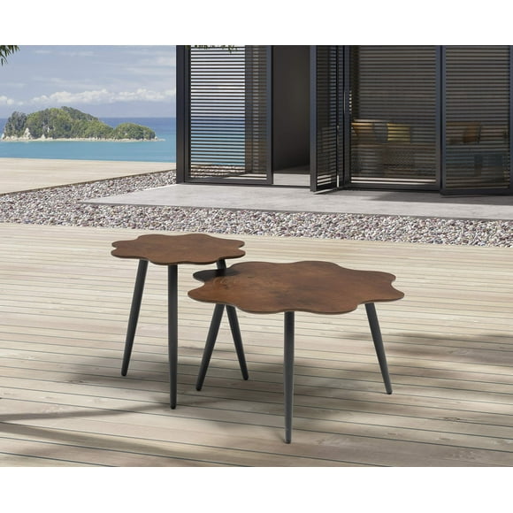 Mesa Whiteline ST1730S Flora con forma de flor pequeña de color marrón