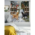 thumbnail image 3 of Christmas Xmas Sheer Curtains 2 Panels Set, Wreath Snowman Cute Dog Winter Window Sheer Curtains for Living Room/Bedroom, Light Filtering Rod Pocket Voile Drapes, 52" W x 72" L, 3 of 7