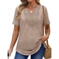 thumbnail image 2 of UVN Blouses for Women Summer Short Sleeve V Neck Lace Shirts Dressy Casual Boho Tunic Tops, 2 of 8