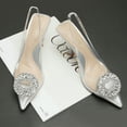 thumbnail image 3 of JENN ARDOR Women's Slingback Pointed Closed Toe Heels with Rhinestones 3 inch, 3 of 5