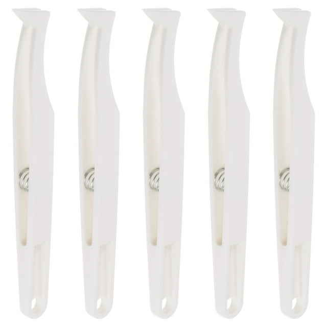 Unique Bargains Sticker Tweezers for Crafting Curved Tip with Spring, White, 5 Pieces