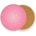 thumbnail image 2 of FREEAMG Pink Floral Pattern Coasters for Drinks Set of 4, Absorbent Ceramic Drink Coaster with Cork Base for Wooden Coffee Table, Cool Housewarming Gift for Home Decor, 2 of 6