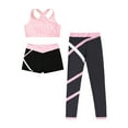 thumbnail image 3 of iiniim Girla Dance Outfits Crop Top with Shorts Leggings 3 Pieces Outfits for Gymnastics Yoga Dancing Pink 12, 3 of 6
