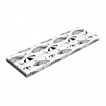 

Black and White Bench Pad Ornate Umbrella with Minimalist Stripes and Floral Features Artwork HR Foam Cushion with Decorative Fabric Cover 45 x 15 x 2 Black White by Ambesonne