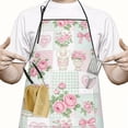 thumbnail image 2 of Pioneer Flower Floral Print Pattern Cotton Linen Apron with Pockets, Waterproof Adjustable, 33x27 Inch for Kitchen, Gardening, BBQ, Salon, 2 of 6