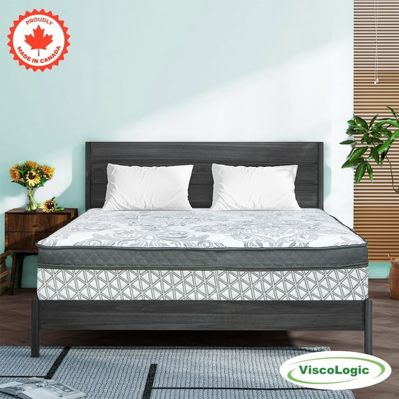ViscoLogic Hamilton Twin Hybrid Mattress Made in Canada, Individual Pocket Coils, Foam Encasement, Edge Support, Medium-Firm & Pressure Relief, CertiPUR-US®