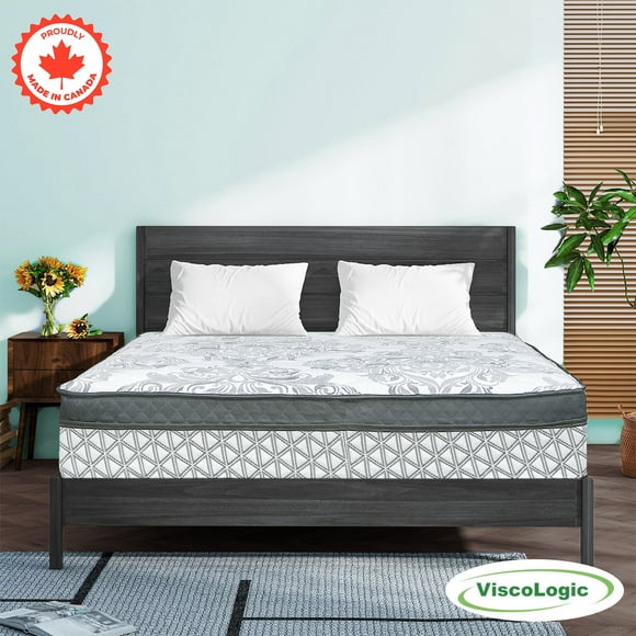 ViscoLogic Hamilton Full Hybrid Mattress Made in Canada, Individual Pocket Coils, Foam Encasement, Edge Support, Medium-Firm & Pressure Relief, CertiPUR-US®