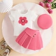 thumbnail image 2 of XZNPDUCQ Girls Clothes Sets Baby Girl Clothes Girl Short Sleeve Romper Floral Shorts Summer Outfits Playwear Beach Outfits 12-18 Months,Pink, 2 of 9