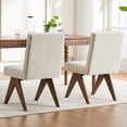 thumbnail image 5 of Kidol & Shellder Modern Upholstered Dining Chairs Set of 2 Tufted Armless Kitchen Chairs with Linen Fabric & Wooden Legs,Beige, 5 of 9