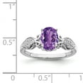 thumbnail image 5 of Finest Gold Sterling Silver Rhodium-Plated Polished Amethyst & White CZ Ring - Size 6, 5 of 6