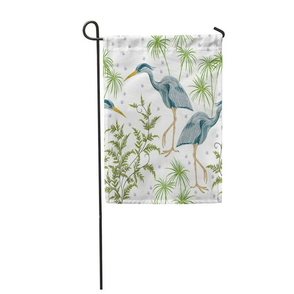 POGLIP Colorful Botanical with Heron Bird and Swamp Plants Vintage in Watercolor Style Garden Flag Decorative Flag House Banner 12x18 inch