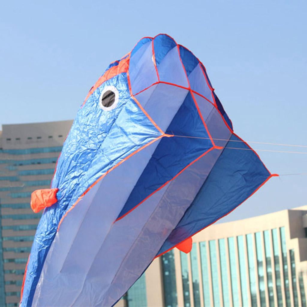 Dualoai Large Blue Dolphin Parafoil Kite 47 Inches Wide Perfect for Beach Park Outdoor