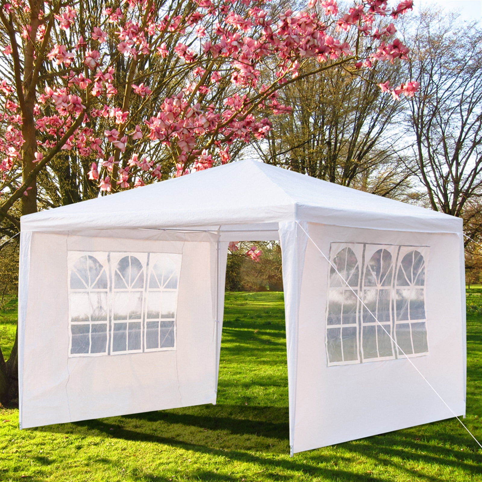 Kepooman 3 x 3m Portable Home Use Waterproof Canopy, Outdoor Sides Party Tent with Spiral Tubes for Party/ Exhibition/ Picnic, White, Three Sides Kepooman 3 x 3m Portable Home Use Waterproof Canopy, Outdoor Sides Party Tent with Spiral Tubes for Party/ Exhibition/ Picnic, White, Three Sides