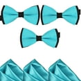 thumbnail image 5 of Mens Blue and Black Pre-Tied Wedding Bow Ties and Pocket Square Sets, 5 of 5