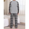 thumbnail image 2 of GIRUNS Men's Pajamas Set Long Sleeve Sleepwear Soft Loungewear Pants Pjs Sets with Pockets Black White Plaid 2XL, 2 of 7