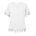 thumbnail image 4 of Hurxie Fringe Tops for Women Short Sleeve Top T Shirt Western Cowgirl Cropped Tee White,2XL, 4 of 8