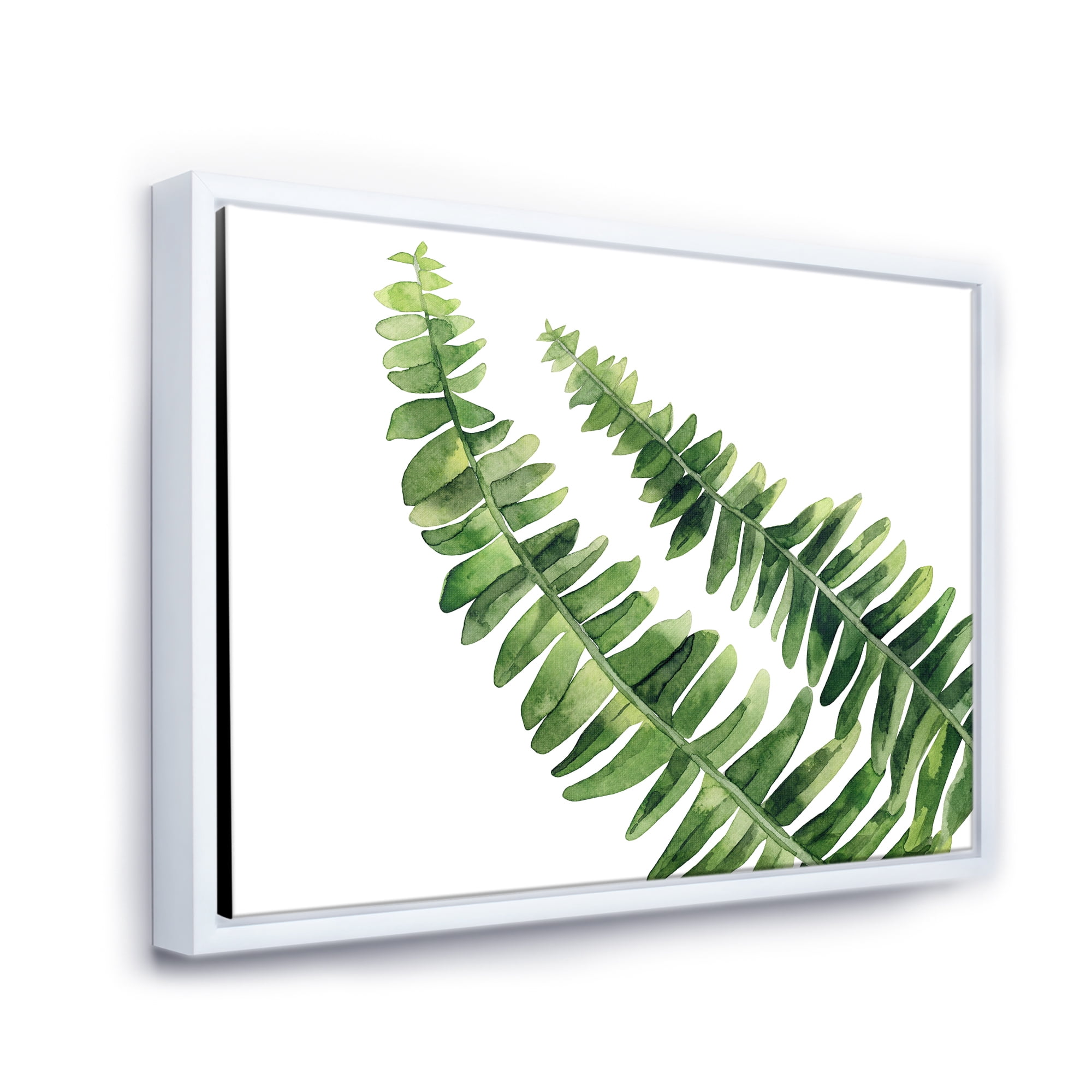Designart 'Fern Plant Leaves Detail I' Farmhouse Framed Canvas Wall Art Print