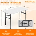 thumbnail image 4 of HAIMULI 4ft Rectangular All-Occasion Plastic Folding Event Table for Indoor and Outdoor, Portable Desk, Camping, Durable and Stable, HDPE and Steel, Wide Application, 4 of 9