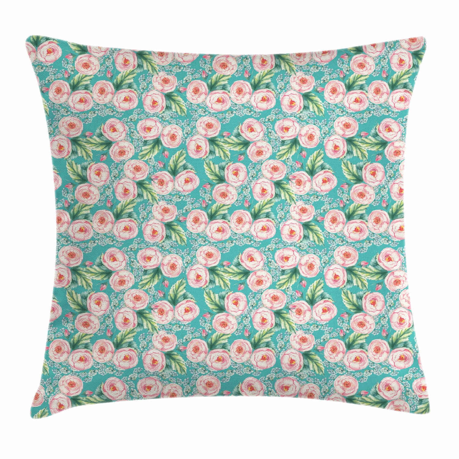 Peony Throw Pillow Cushion Cover, Romantic Tender Nosegay of Peony