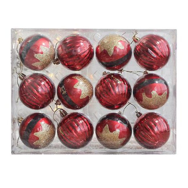 12 bolas decorativas para árbol de Navidad con purpurina, color A