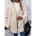 thumbnail image 6 of Womens Winter Fleece Hooded Jackets Graphic Fuzzy Warm Coat Cardigan Jacket Side Split Fall Outerwear White XL, 6 of 9
