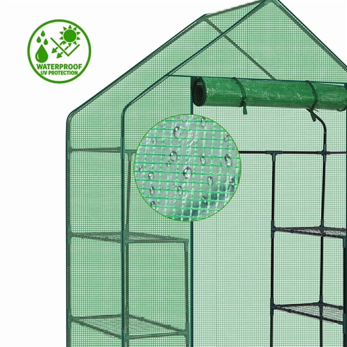 56" x 29" x 77" Mini Walk-in Greenhouse with PE Cover, 4-Shelf Indoor Outdoor Plant Gardening Green House for Garden Backyard, Green