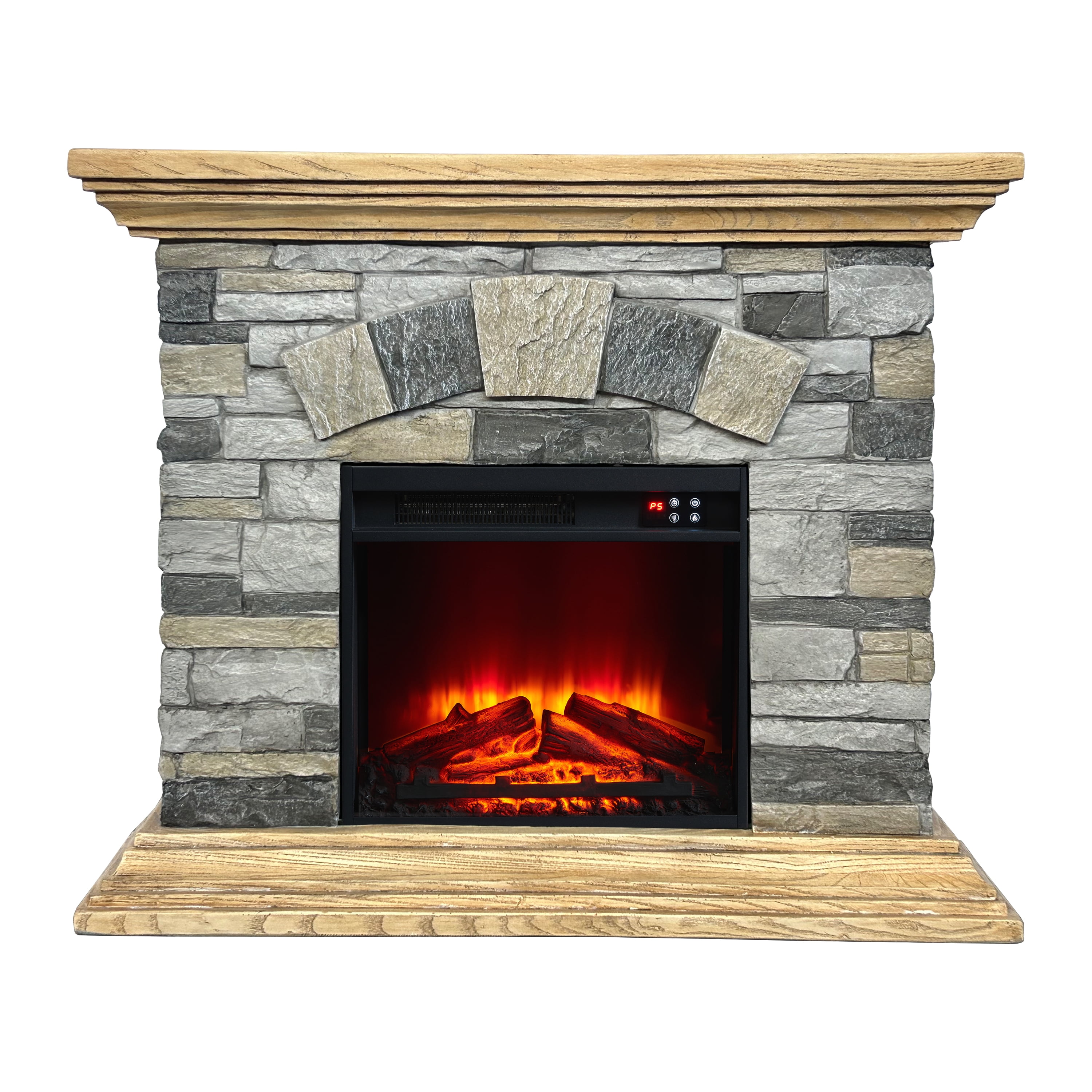 Joy River 40” Electric Fireplace with Faux Brick Interior and Remote Control in Brown Finish