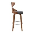 thumbnail image 4 of Gayle 30" Swivel Cross Back Grey Faux Leather and Walnut Wood Bar Stool, 4 of 10