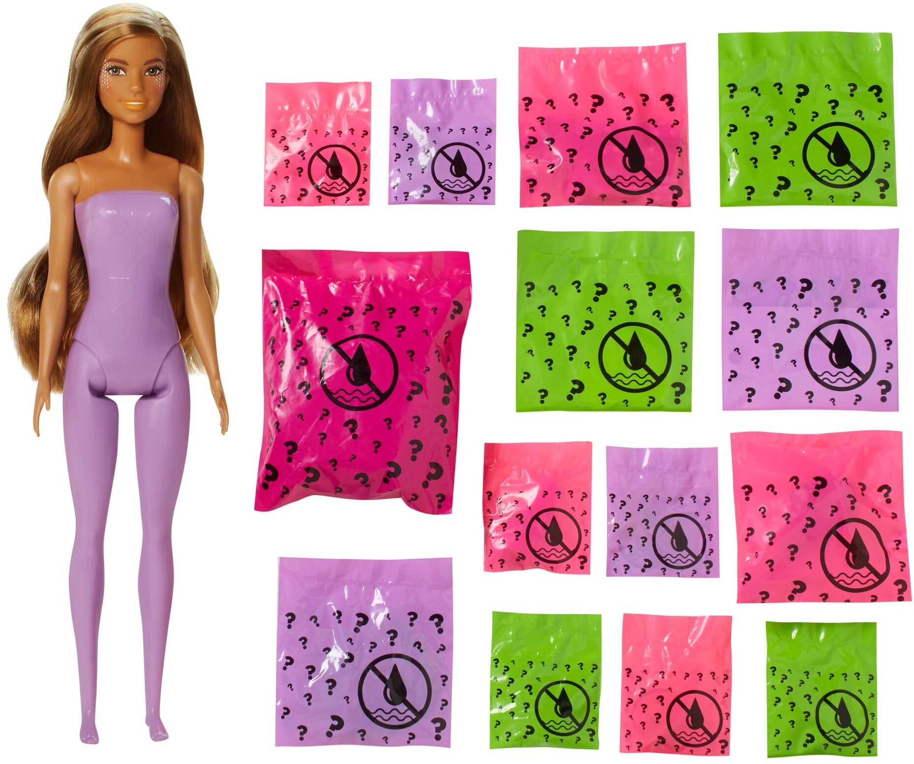 Free Shipping Barbie Color Reveal Peel Doll With 25 Surprises Mermaid Fantasy Fashion Transformation Walmart