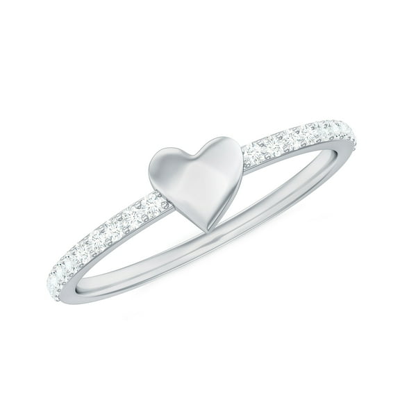 Rosec Jewels Natural Diamond Heart Promise Ring for Women - Commitment Ring - HI-SI Quality - Ready to Gift for Valentines, 925 Sterling Silver, US 4.00