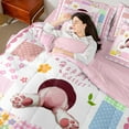 thumbnail image 4 of Erosebridal Rustic Flower Bedding Sets Queen Size, Cute Bunnies Rabbit Comforter Sets with Sheets, Pink Patchwork Reversible Bedding Queen Size, Lightweight Bedroom Decoration, 7pcs, 4 of 7