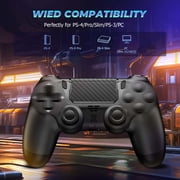 2 Pack Gaming Controller for P-4/Slim/Pro & PC, Wireless Controller with Dual Vibration & 6-Asix Gyro Motion Control - White